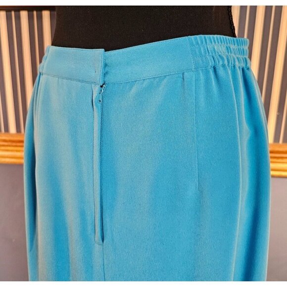 M.X.I. Vintage Blue 100% Silk Skirt Suit Set Size 10 - Picture 6 of 9